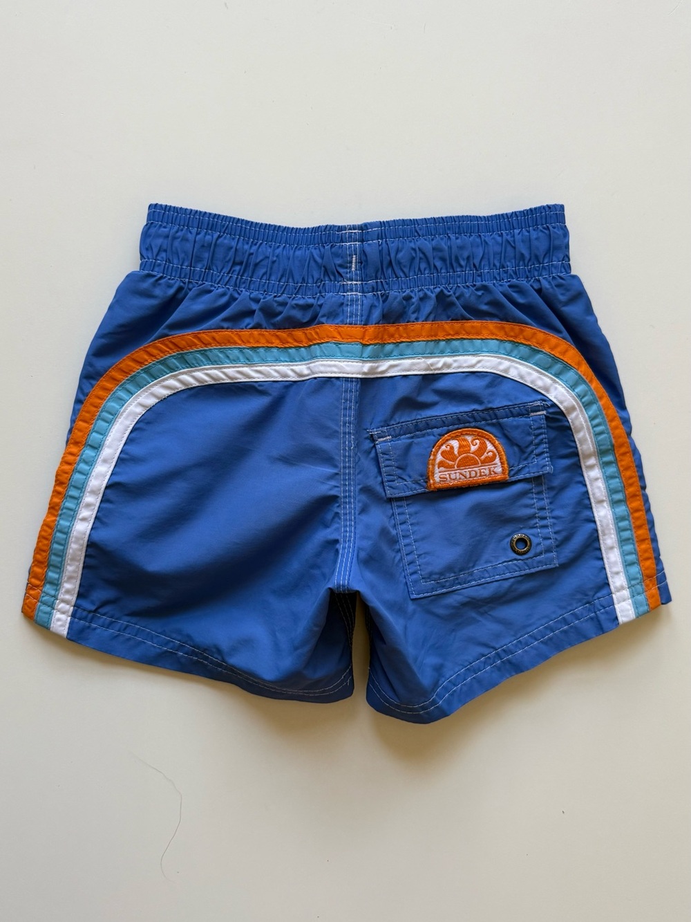 Sundek Boys Blue Swim Shorts - Short Elastic Waist Iconic Taffeta - Size 4